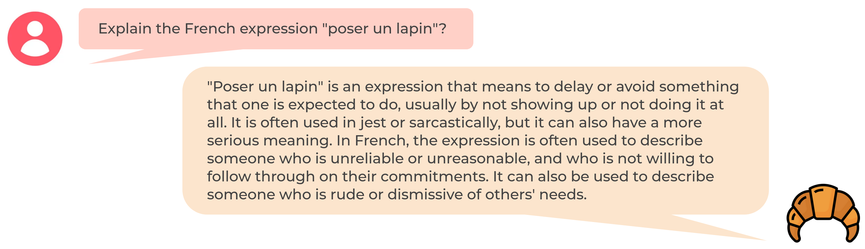 Conversation example with CroissantLLMChat